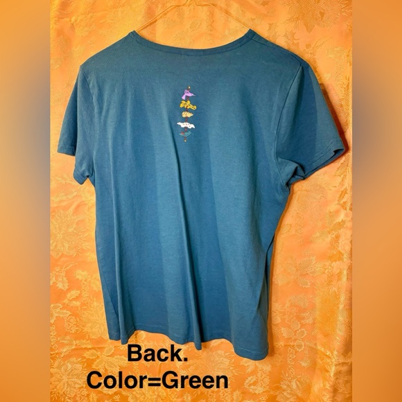 NWT - SABAKU ARTWEAR Short-sleeved green tee with an handpainted animal design. - Picture 2 of 5